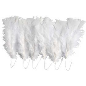 Feathers, L: 11-17 cm, white, 18 bundle/ 1 pack [HOB-51847]