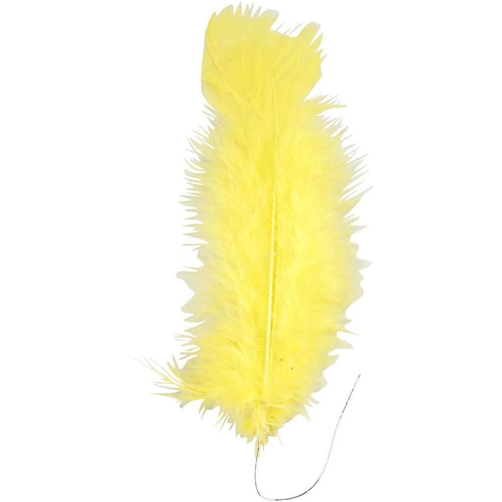 Feathers, L: 11-17 cm, yellow, 18 bundle/ 1 pack [HOB-51848]
