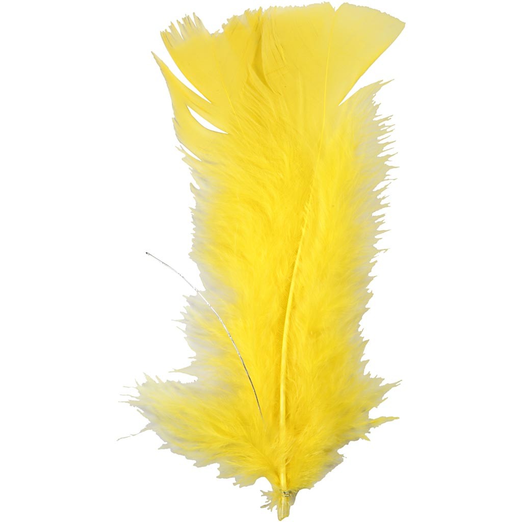 Feathers, L: 11-17 cm, yellow, 18 bundle/ 1 pack [HOB-51848]