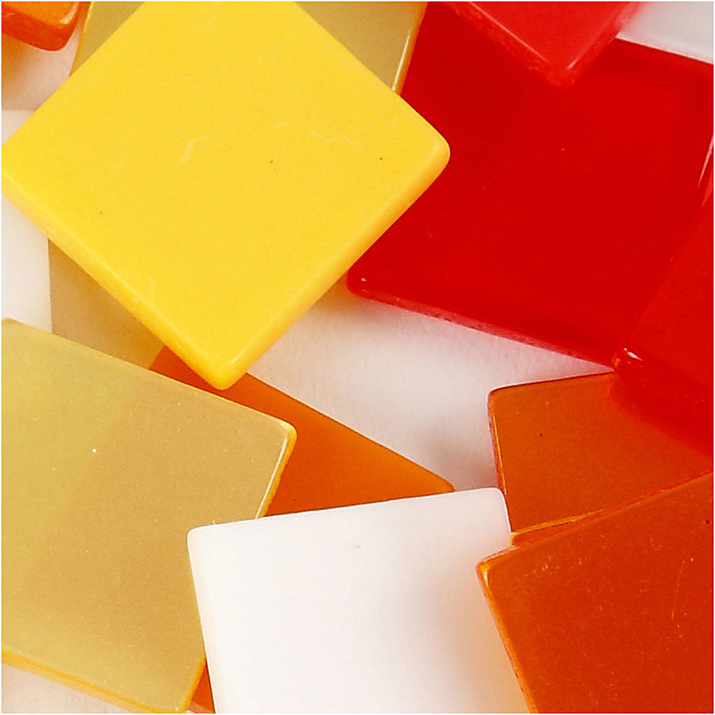 Mini Mosaic, size 10x10 mm, thickness 2 mm, red/orange harmony, 25 g/ 1 pack [HOB-51923]