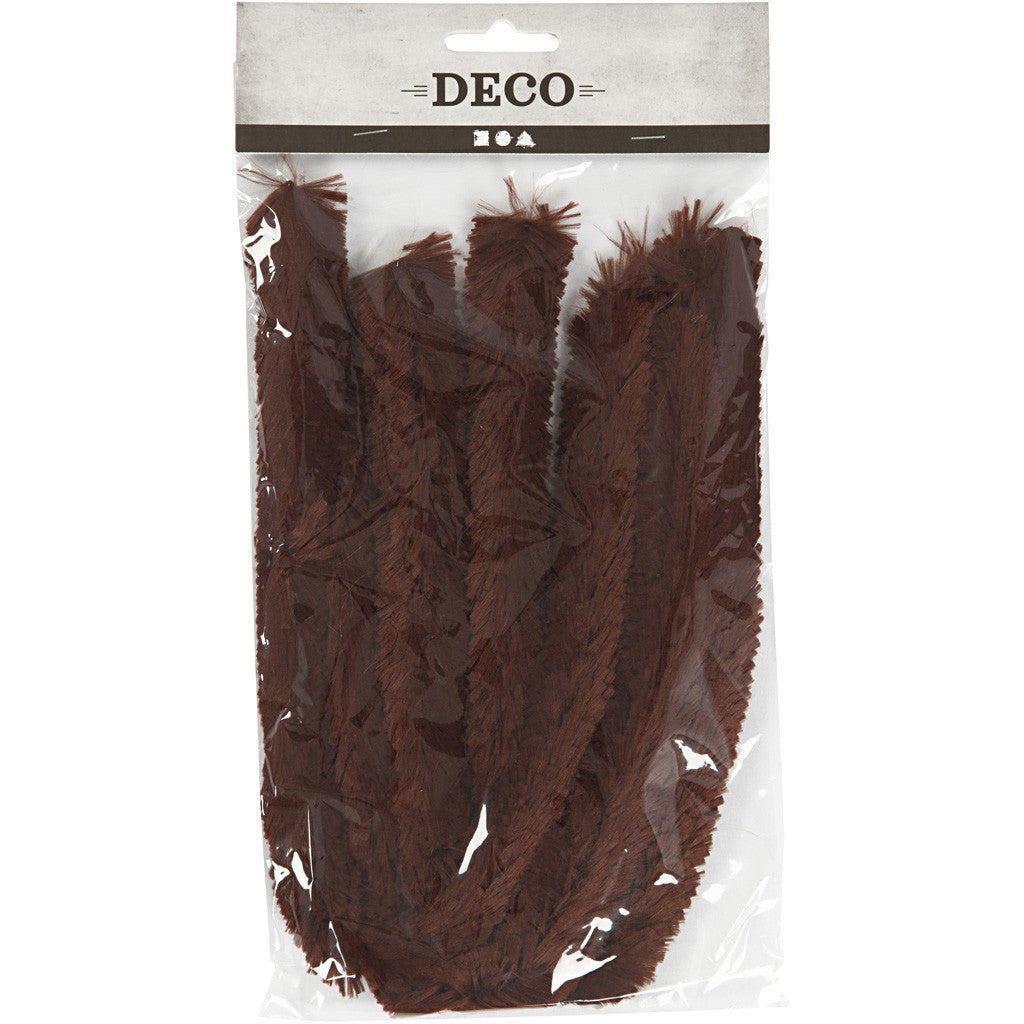 Chenille, L: 40 cm, thickness 30 mm, brown, 4 pc/ 1 pack [HOB-51940]