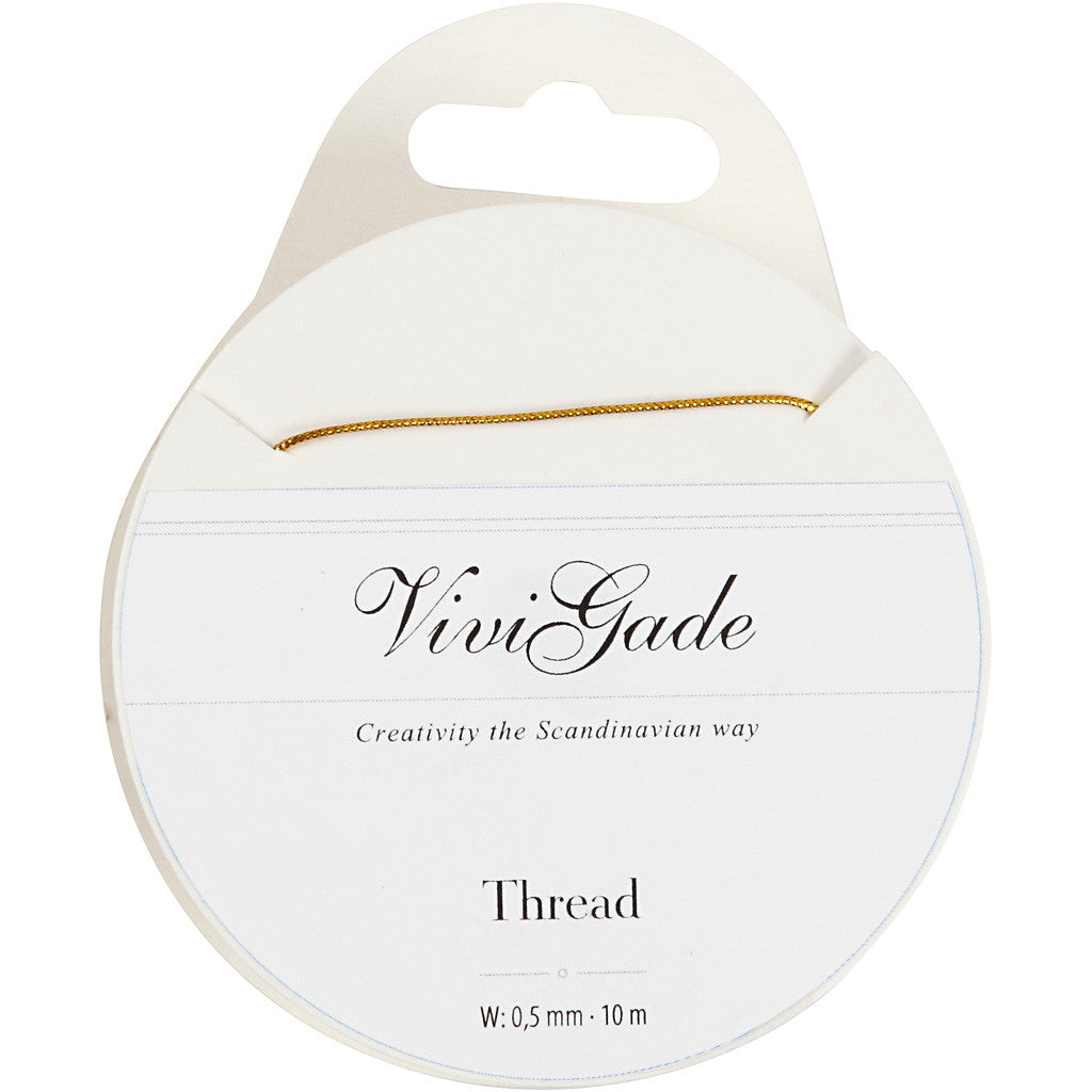 Thread, thickness 0,5 mm, gold, 10 m/ 1 roll [HOB-51960]