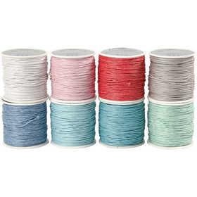 Cotton Cord, thickness 1 mm, assorted colours, 8x40 m/ 1 pack [HOB-51967]
