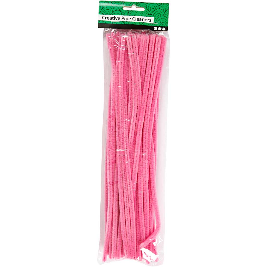 Chenille, L: 30 cm, thickness 6 mm, pink, 50 pc/ 1 pack [HOB-52089]