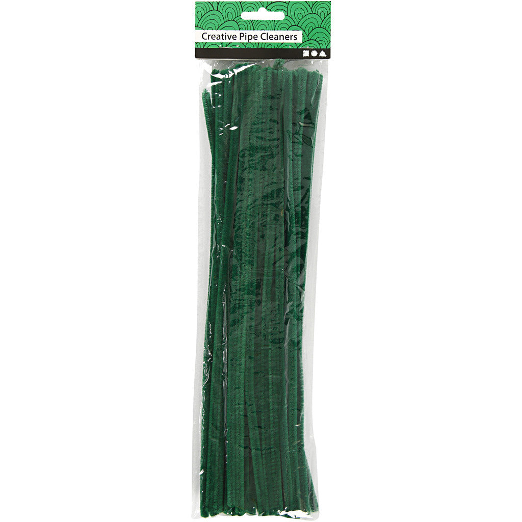 Chenille, L: 30 cm, thickness 6 mm, dark green, 50 pc/ 1 pack [HOB-52092]