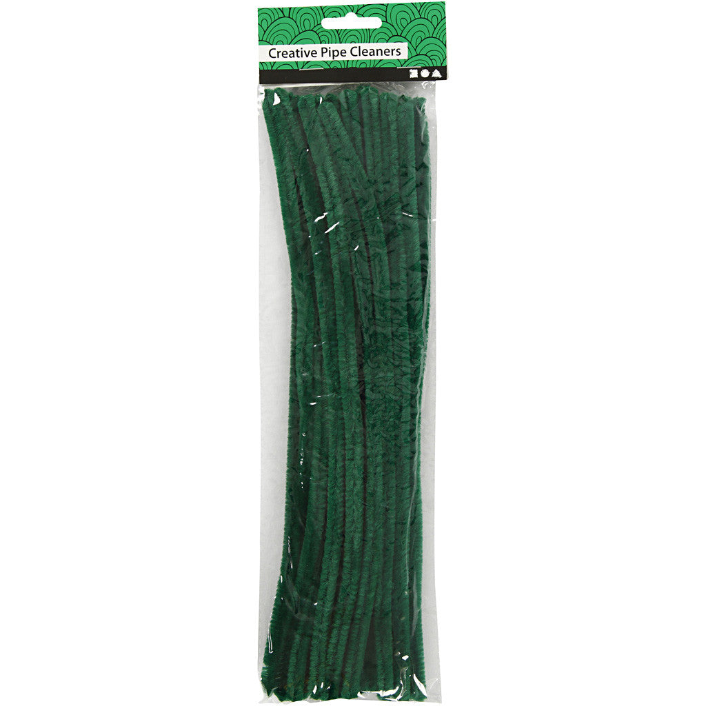 Chenille, L: 30 cm, thickness 9 mm, dark green, 25 pc/ 1 pack [HOB-52098]