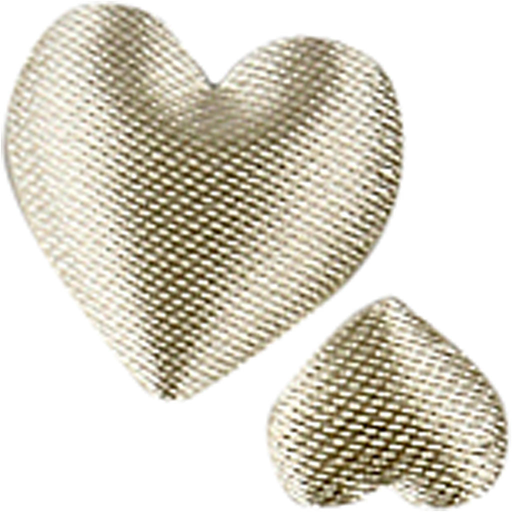 Satin Hearts, size 10+20 mm, thickness 1-2 mm, off-white, 70 pc/ 1 pack [HOB-521101]