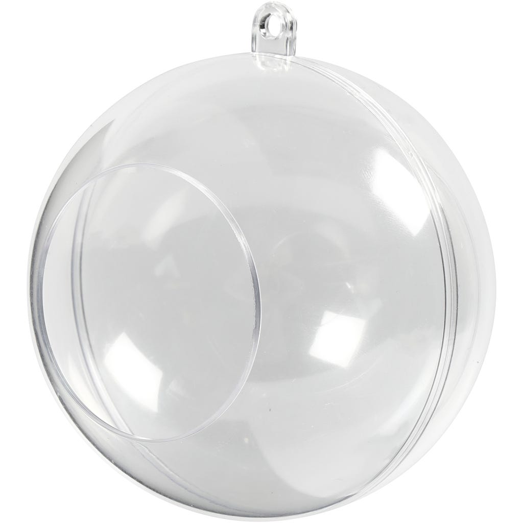 Two-Piece Open Acrylic Bauble, dia. 8 cm, hole size 4,5 cm, 5 pc/ 1 pack [HOB-52139]
