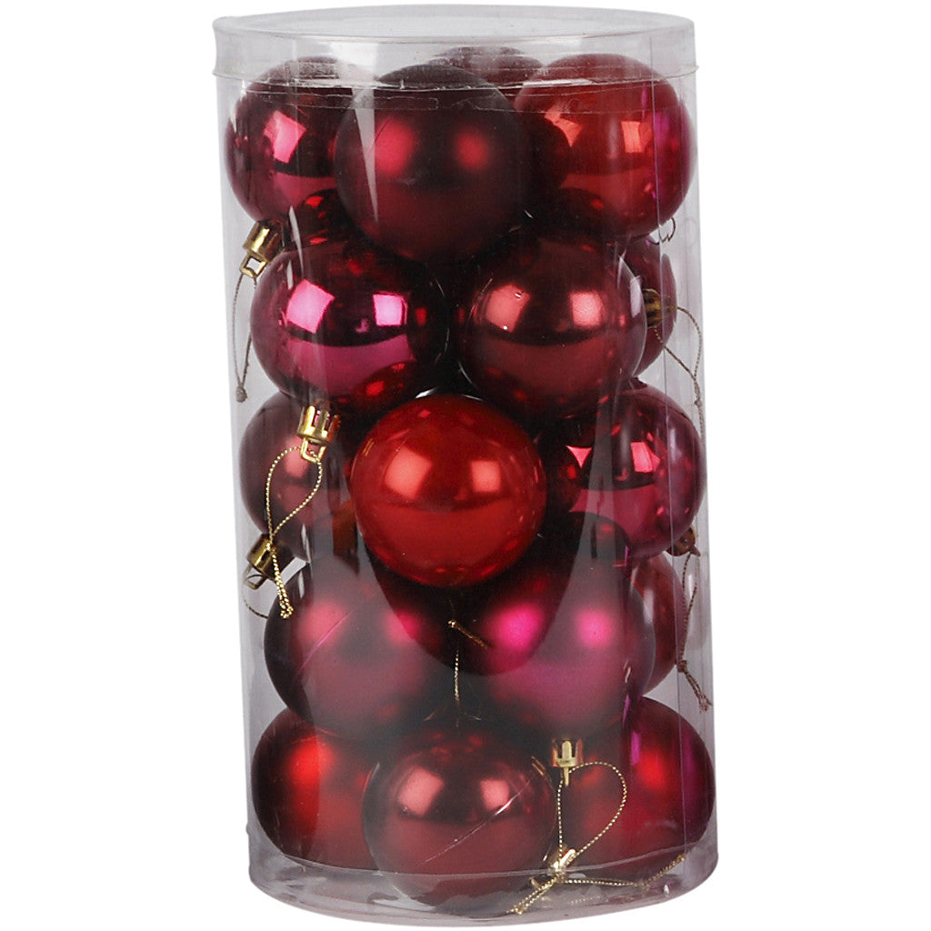 Christmas Ornaments, dia. 6 cm, red harmony, 20 pc/ 1 pack [HOB-52160]