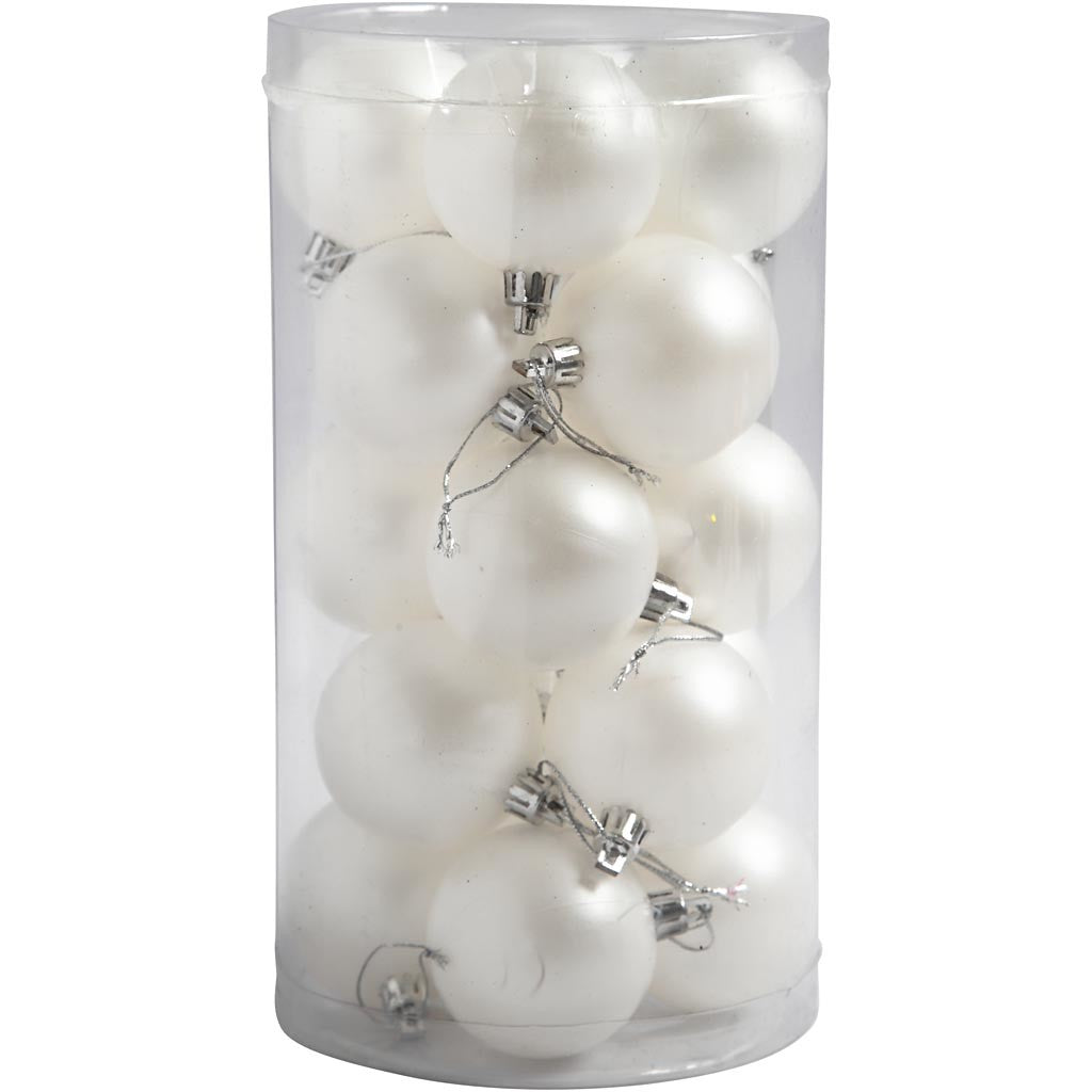 Christmas Ornaments, dia. 6 cm, white, mother-of-pearl, 20 pc/ 1 pack [HOB-52164]