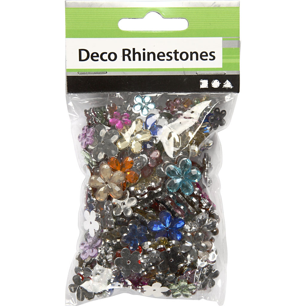 Rhinestones, dia. 6+10+12 mm, assorted colours, 252 pc/ 1 pack [HOB-522030]