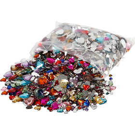 Rhinestones, dia. 6+10+14 mm, assorted colours, 2520 pc/ 1 pack [HOB-52233]