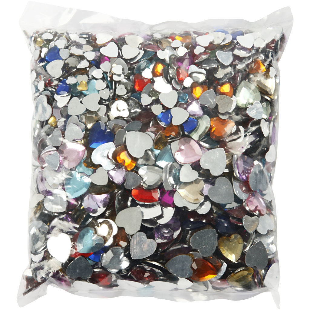 Rhinestones, dia. 6+10+14 mm, assorted colours, 2520 pc/ 1 pack [HOB-52233]