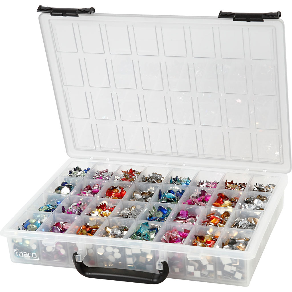 Rhinestones, dia. 6-16 mm, assorted colours, 32x360 pc/ 1 pack [HOB-52240]