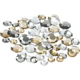 Rhinestones, round, size 6+9+12 mm, golden oil, 360 pc/ 1 pack [HOB-52245]