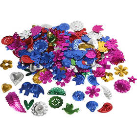 Sequins, size 15-45 mm, bold colours, 400 g/ 1 pack [HOB-52251]