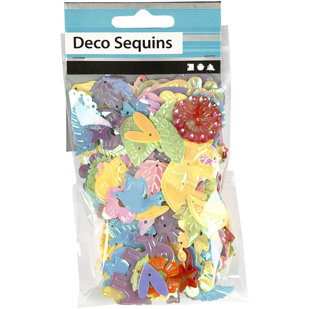 Sequins, size 15-45 mm, mother of pearl colours, 30 g/ 1 pack [HOB-522520]