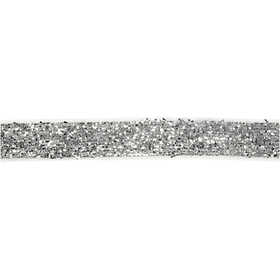 Decorative Ribbon, W: 10 mm, silver, 5 m/ 1 roll [HOB-52446]