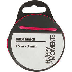 Satin Ribbon, W: 3 mm, pink, 15 m/ 1 roll [HOB-524509]