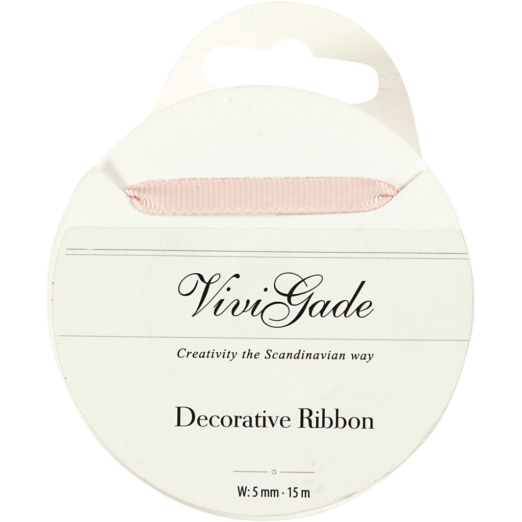 Decoration Ribbon, W: 6 mm, light red, 15 m/ 1 roll [HOB-52475]