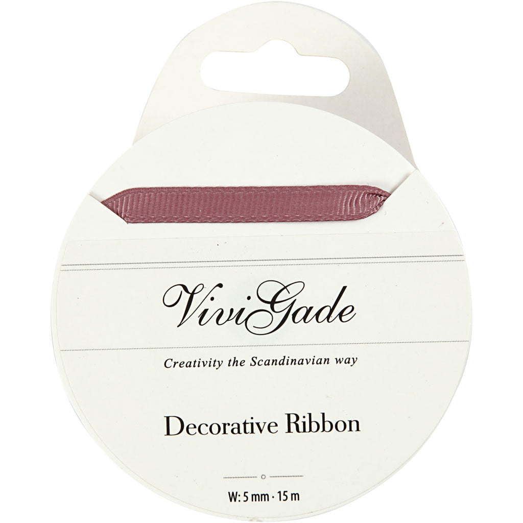 Decoration Ribbon, W: 6 mm, rose, 15 m/ 1 roll [HOB-52476]
