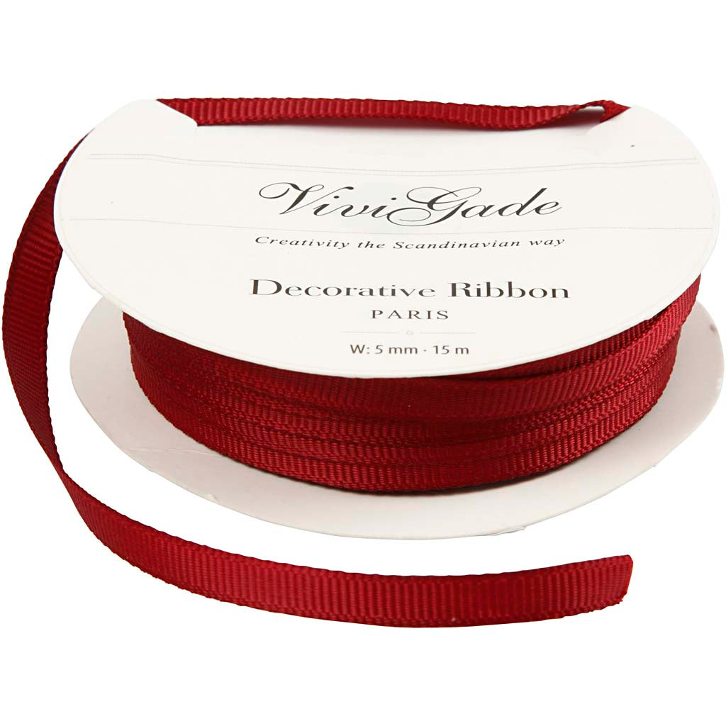 Decoration Ribbon, W: 6 mm, red, 15 m/ 1 roll