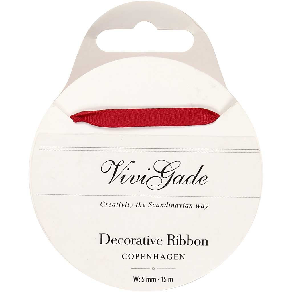 Decoration Ribbon, W: 6 mm, red, 15 m/ 1 roll [HOB-52482]