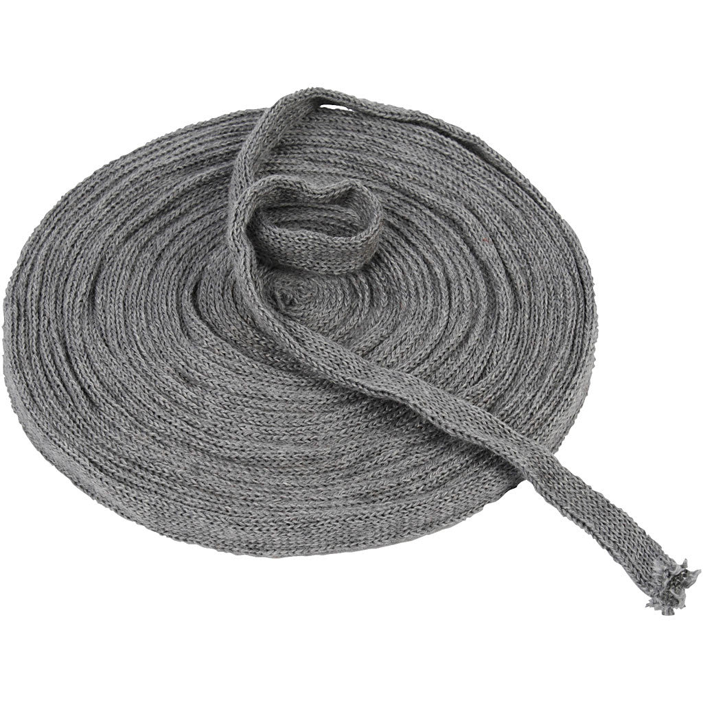 Knitted Tube, W: 15 mm, grey, 10m/ 1 roll [HOB-53014]