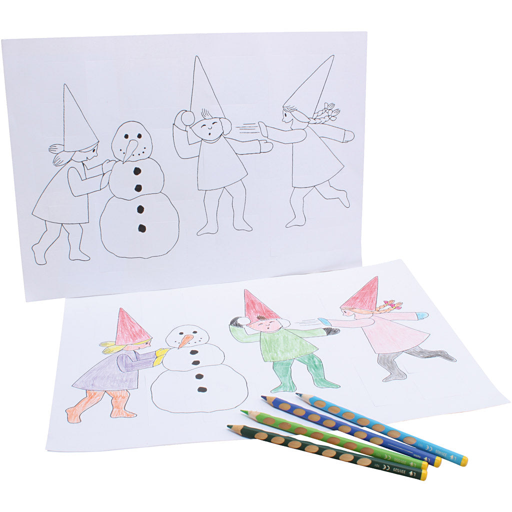 Advent calendar with elves having a snowball fight , A3, size 30x42 cm, white, 30 pc/ 1 pack [HOB-537001]
