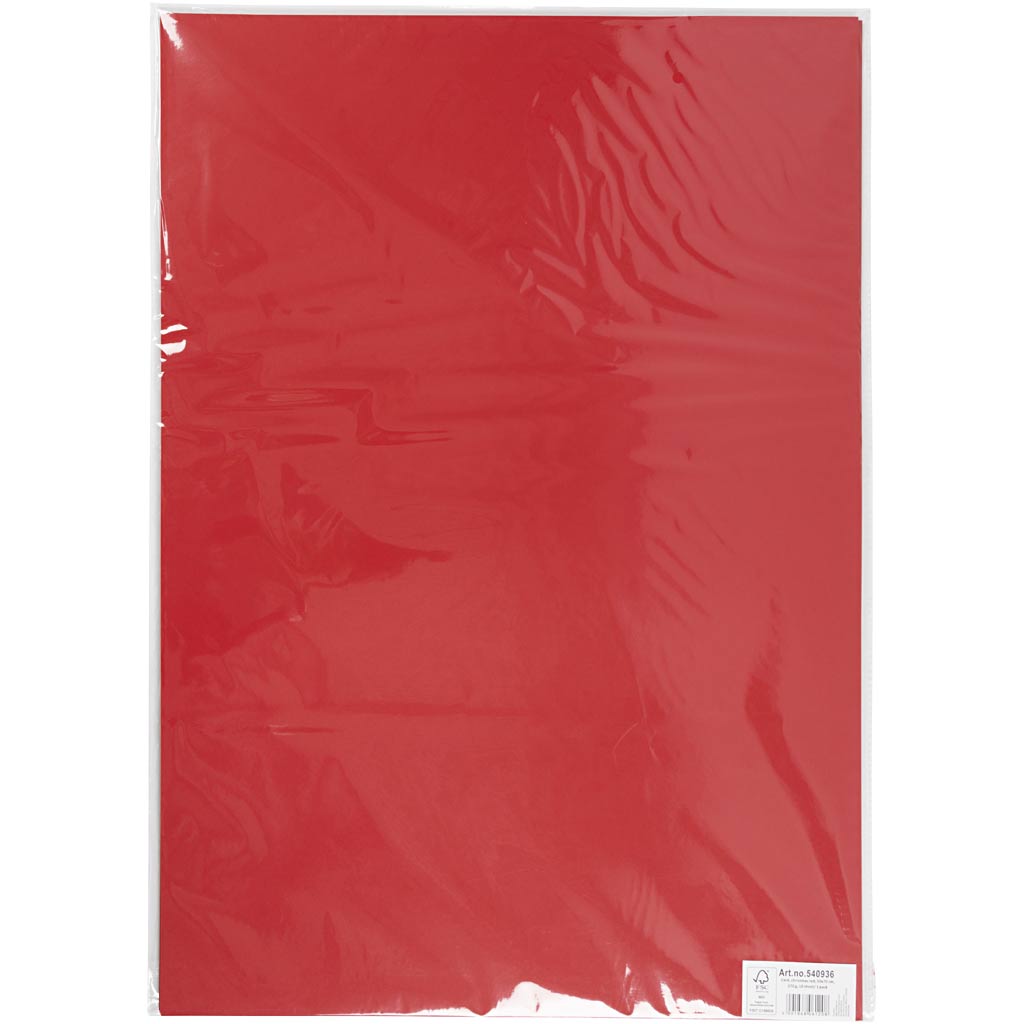 Card, sheet 50x70 cm, 270 g, christmas red, 10 sheet/ 1 pack [HOB-540936]