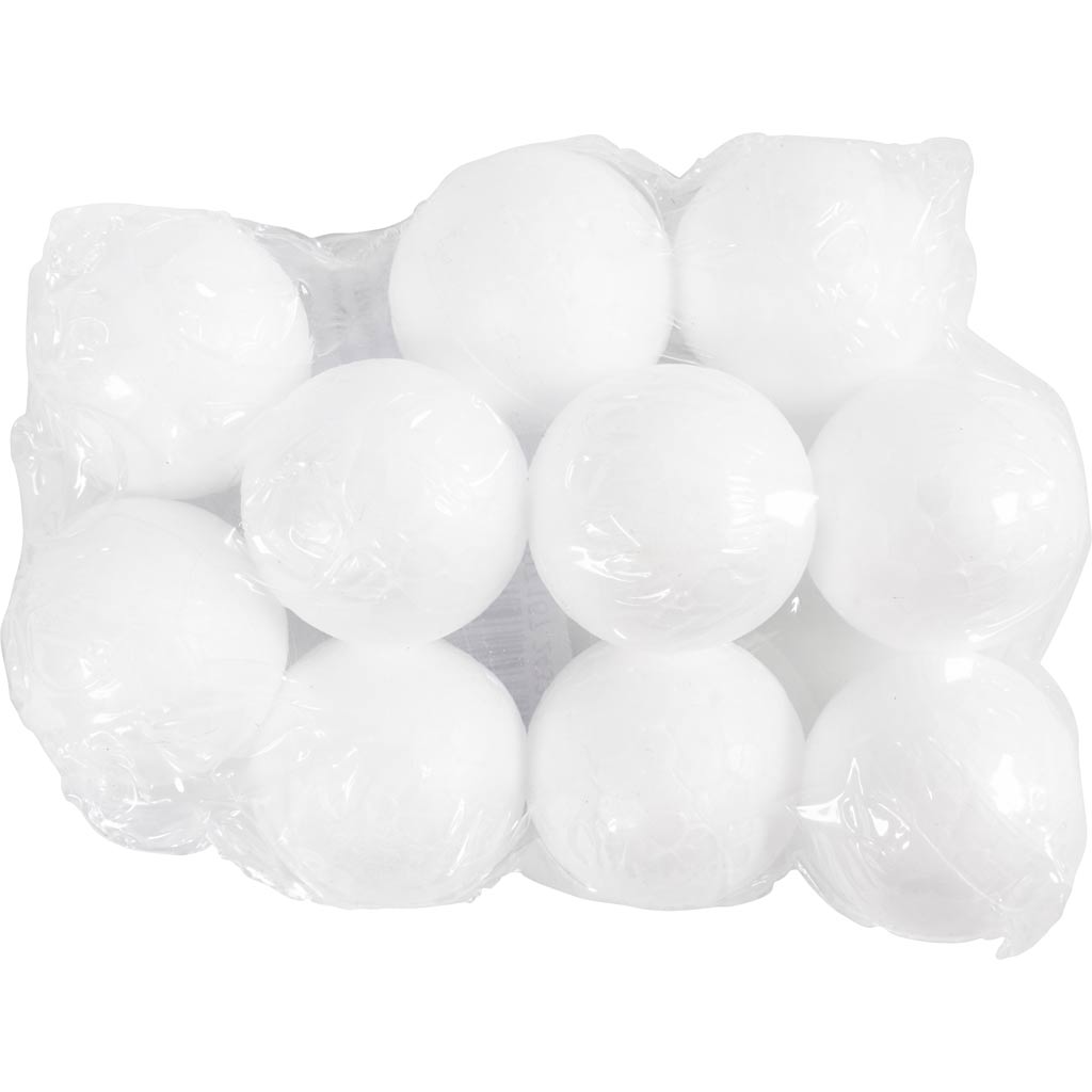 Polystyrene Balls, dia. 3 cm, white, 10 pc/ 1 pack [HOB-543011]