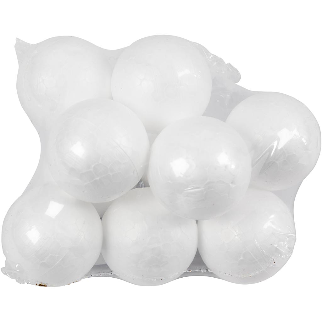 Polystyrene Balls, dia. 4 cm, white, 10 pc/ 1 pack [HOB-543021]