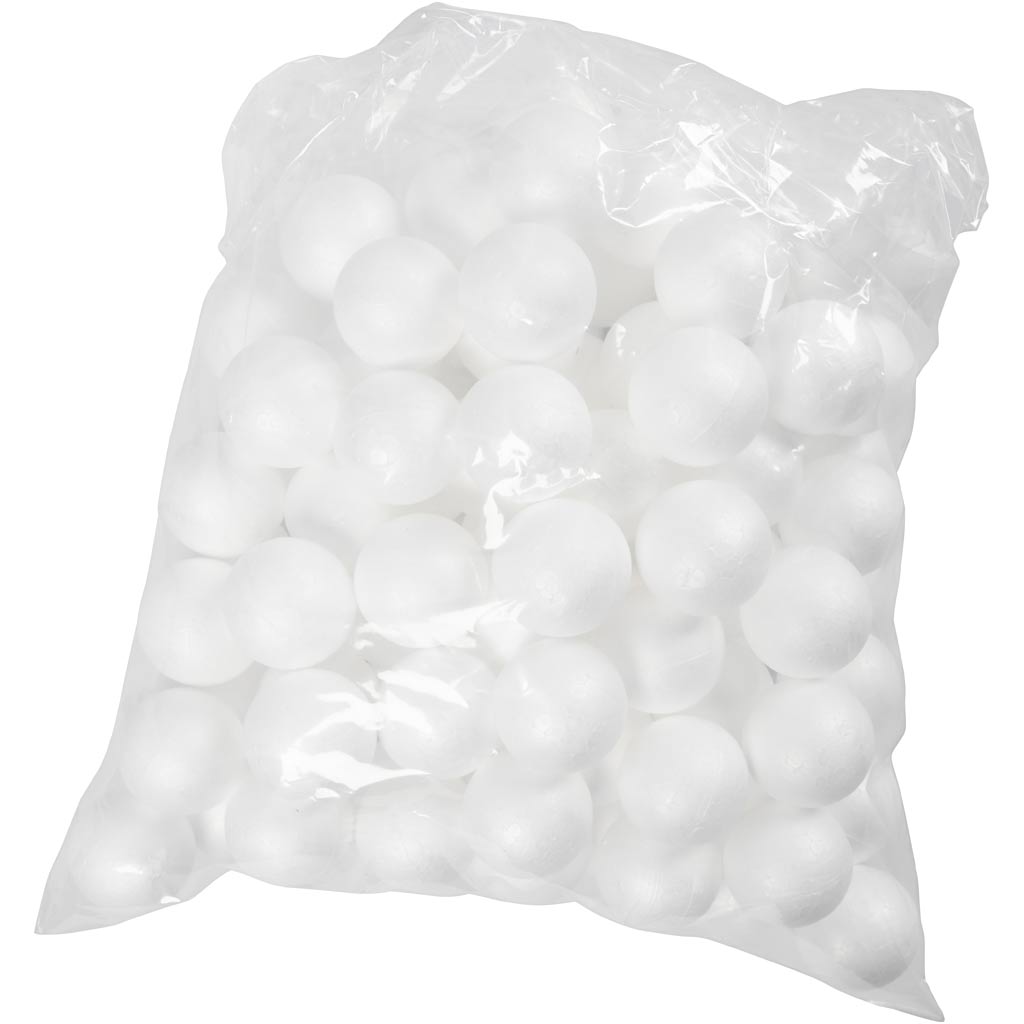 Polystyrene Balls, dia. 4 cm, white, 100 pc/ 1 pack [HOB-543022]