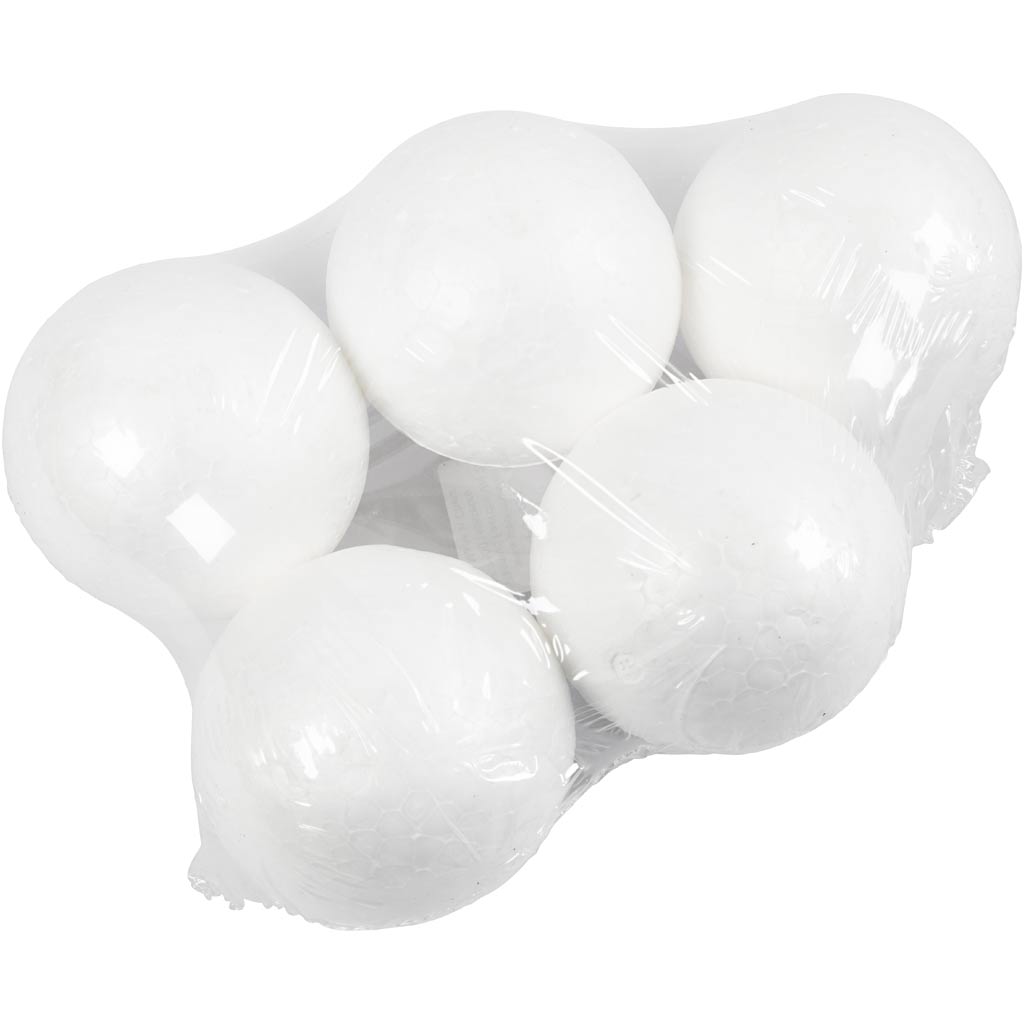 Polystyrene Balls, dia. 7 cm, white, 5 pc/ 1 pack [HOB-543070]