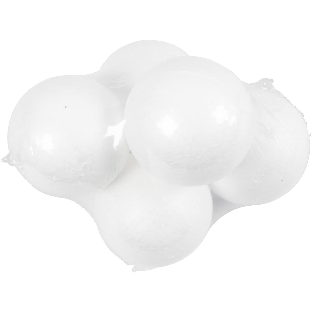 Polystyrene Balls, dia. 8 cm, white, 5 pc/ 1 pack [HOB-543080]