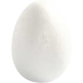 Polystyrene Eggs, H: 8 cm, white, 5 pc/ 1 pack [HOB-543240]