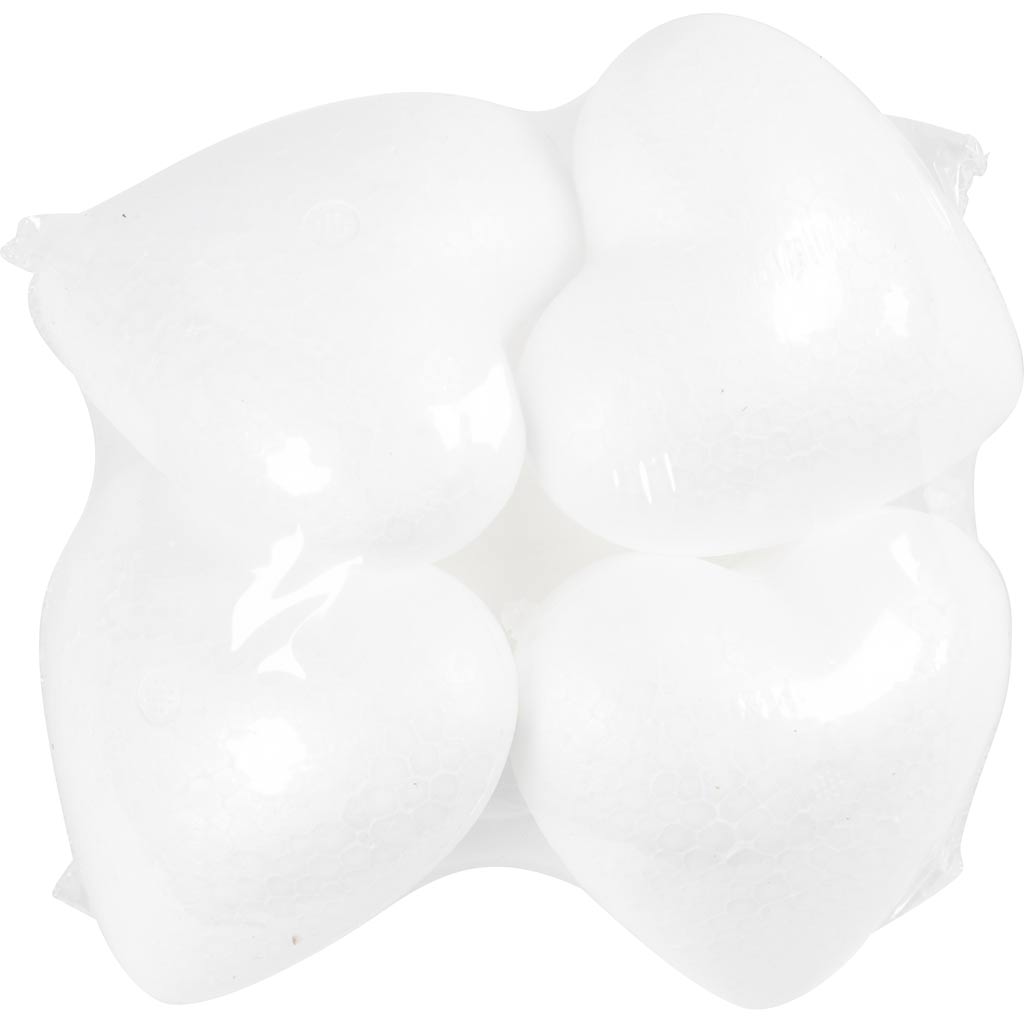 Heart, H: 8 cm, D. 4,5 cm, white, 5 pc/ 1 pack [HOB-543541]