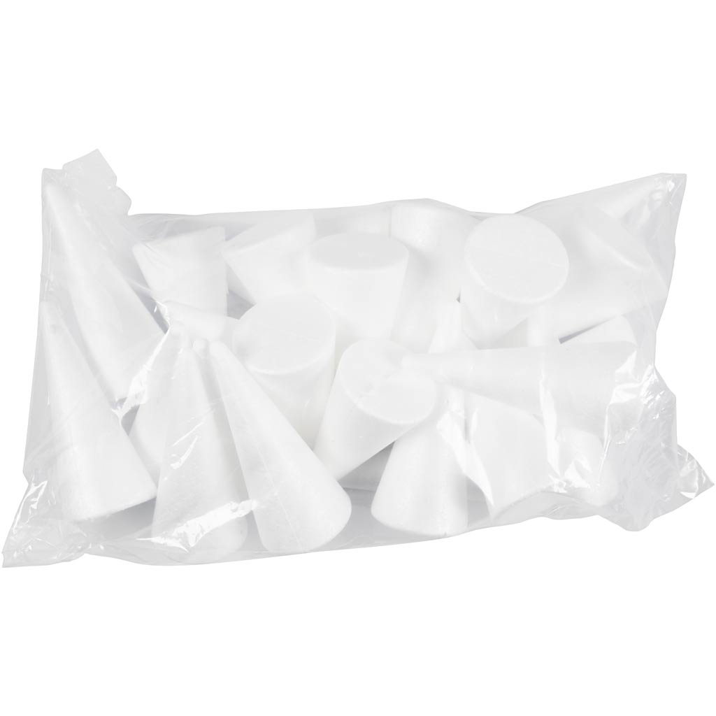 Cone, H: 14,5 cm, dia. 6 cm, white, 25 pc/ 1 pack [HOB-54360]