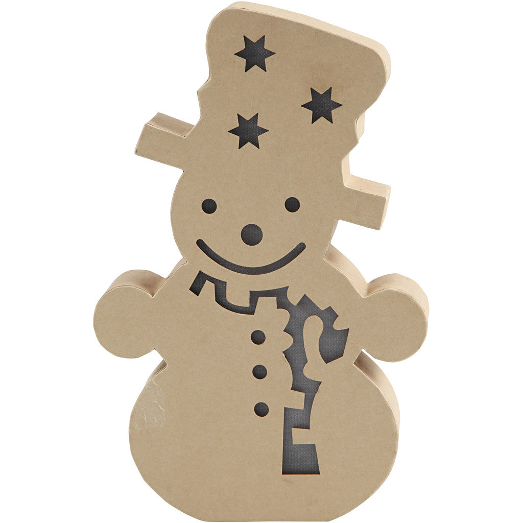 Figure with light inside, snowman, H: 27 cm, D. 4 cm, W: 17,5 cm, 1 pc [HOB-54906]
