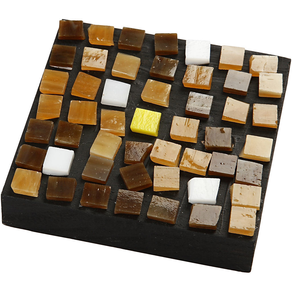 Glass Mosaic Tiles, size 10x10 mm, thickness 3 mm, ca. 700 pc, 454 g/ 1 pack [HOB-55553]