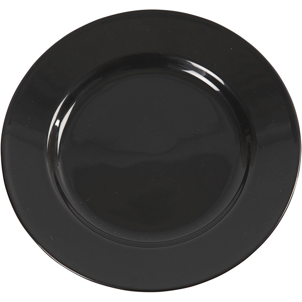 Side Plates, dia. 19 cm, black, 6 pc/ 1 pack [HOB-55590]
