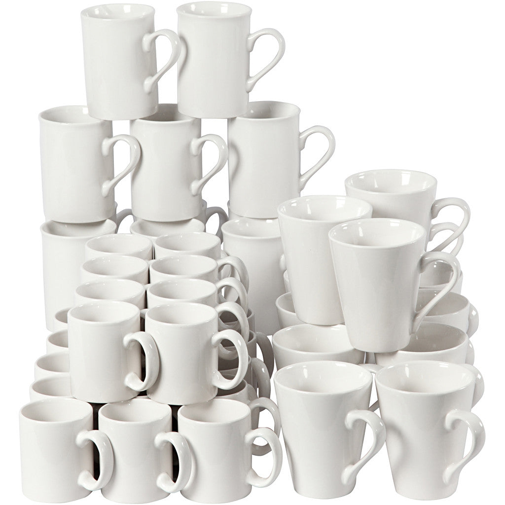 Mugs, H: 7-10 cm, white, 48 pc/ 1 pack [HOB-55601]