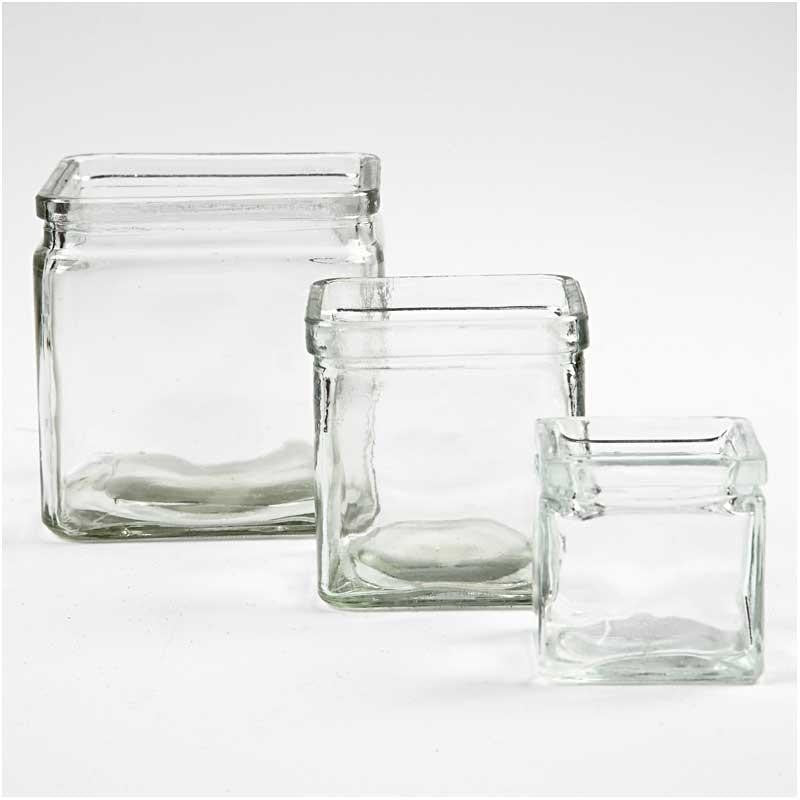 Square Candle Holder, H: 5,5 cm, size 5,5x5,5 cm, 12 pc/ 1 pack [HOB-55812]
