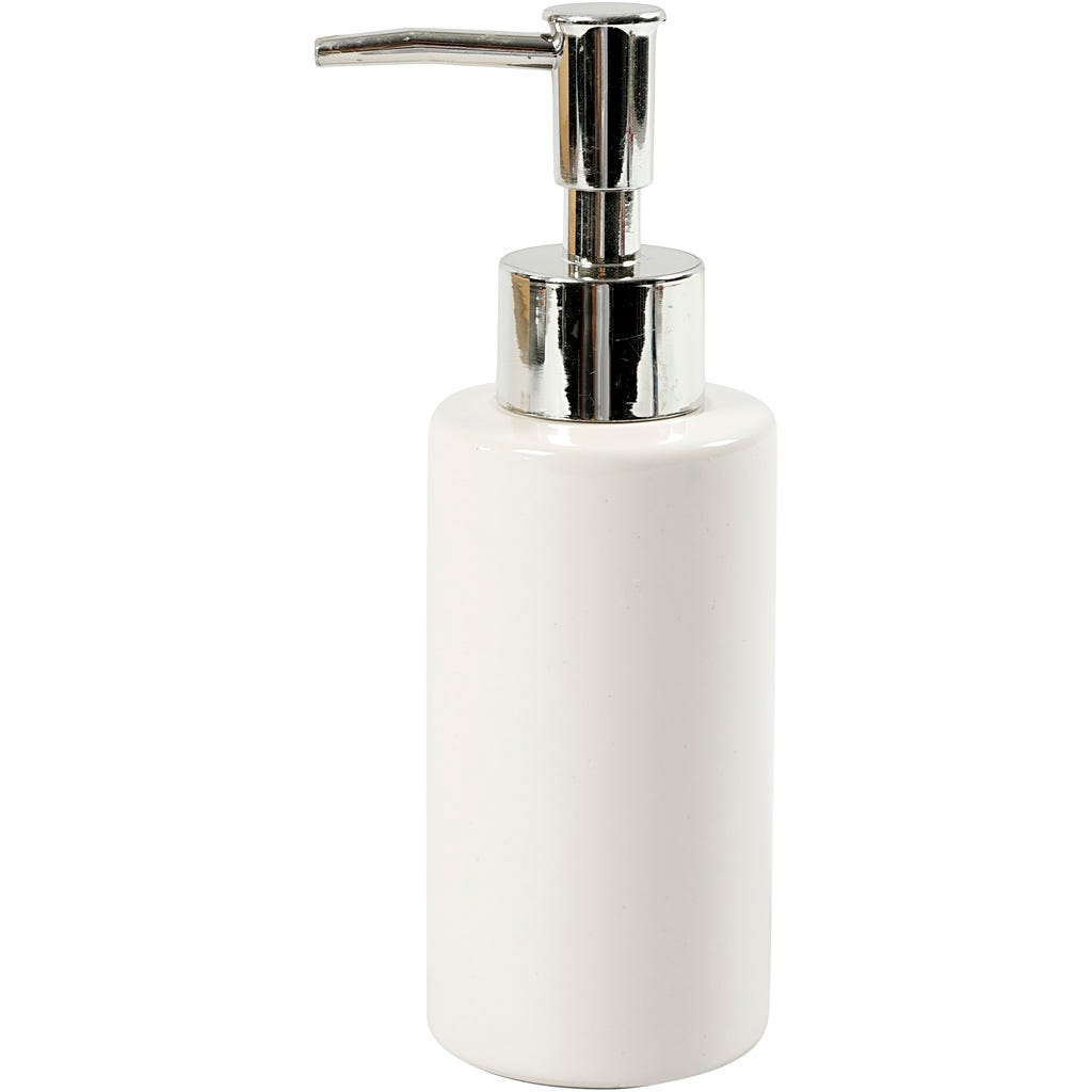 Soap dispenser, H: 16,5 cm, dia. 5,5 cm, 150 ml, white, 1 pc [HOB-558650]