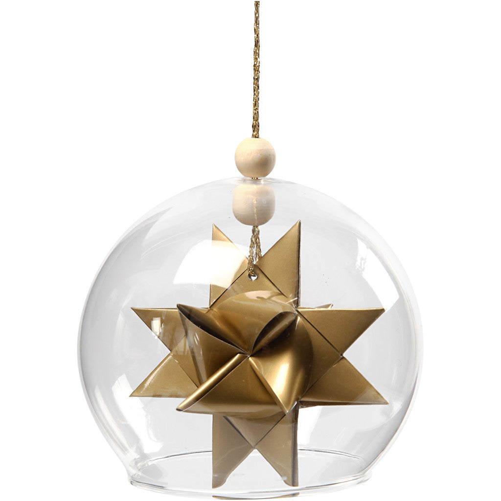 Clear Glass Baseless Hanging Bauble, dia. 8 cm, hole size 5 cm, transparent, 4 pc/ 1 pack [HOB-55928]