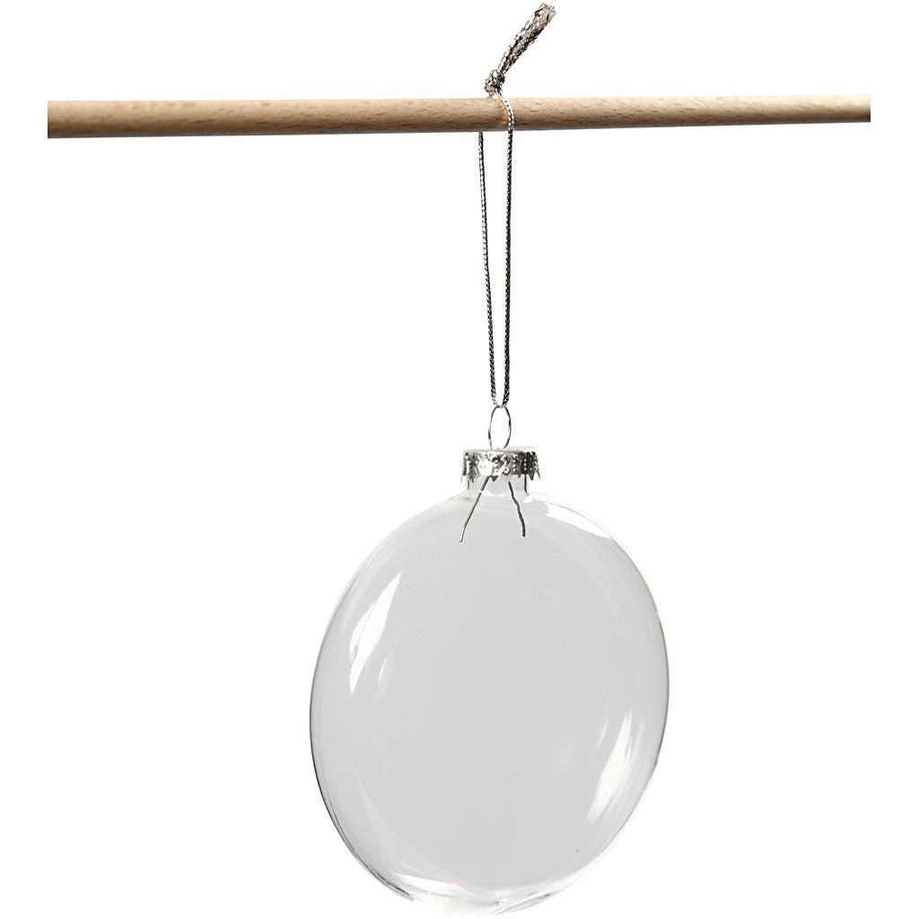 Glass Ornaments, dia. 8 cm, thickness 2,1 cm, 6 pc/ 1 pack [HOB-55951]