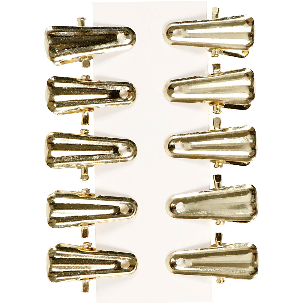 Decorative pegs, L: 27 mm, W: 14 mm, gold, 10 pc/ 1 pack [HOB-559541]