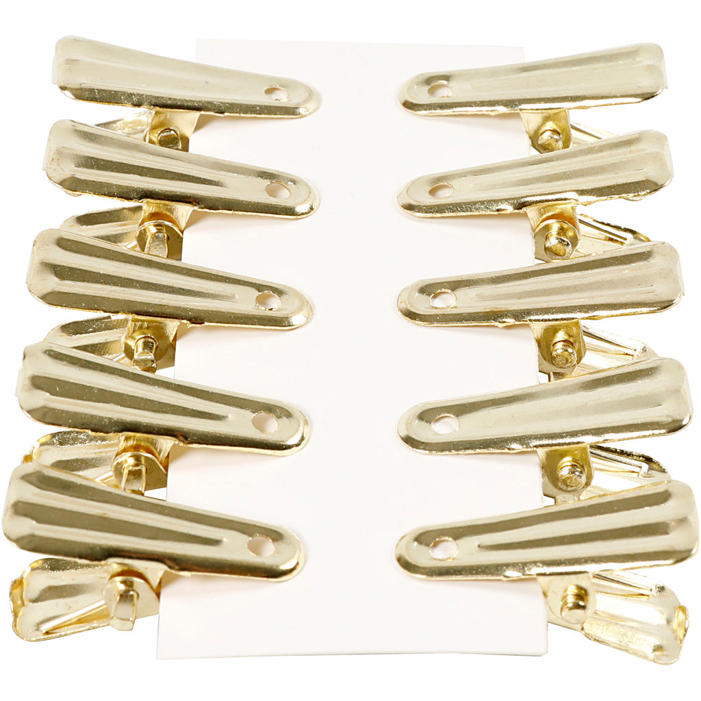 Decorative pegs, L: 27 mm, W: 14 mm, gold, 10 pc/ 1 pack [HOB-559541]