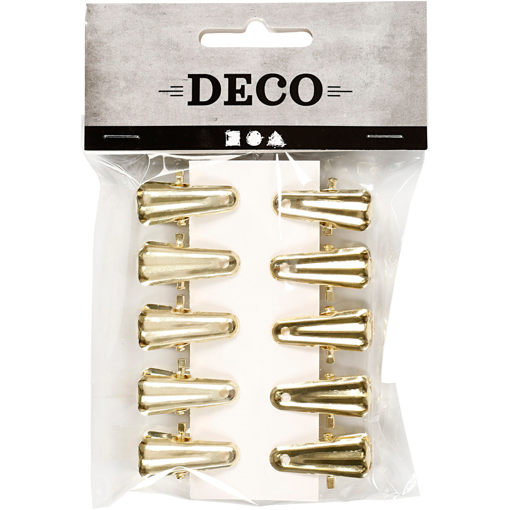 Decorative pegs, L: 27 mm, W: 14 mm, gold, 10 pc/ 1 pack [HOB-559541]