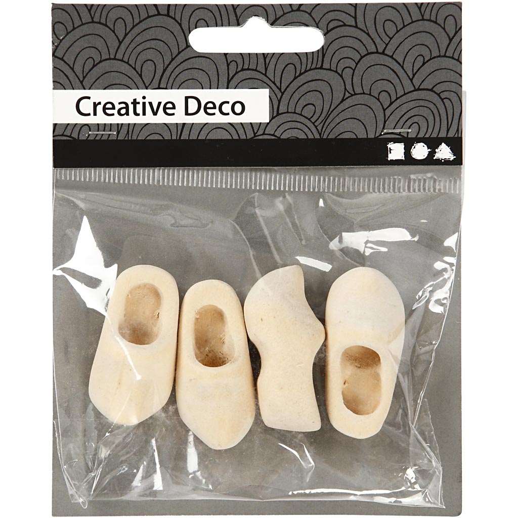 Dutch Wooden Clogs, L: 40 mm, 2 pair/ 1 pack [HOB-561043]